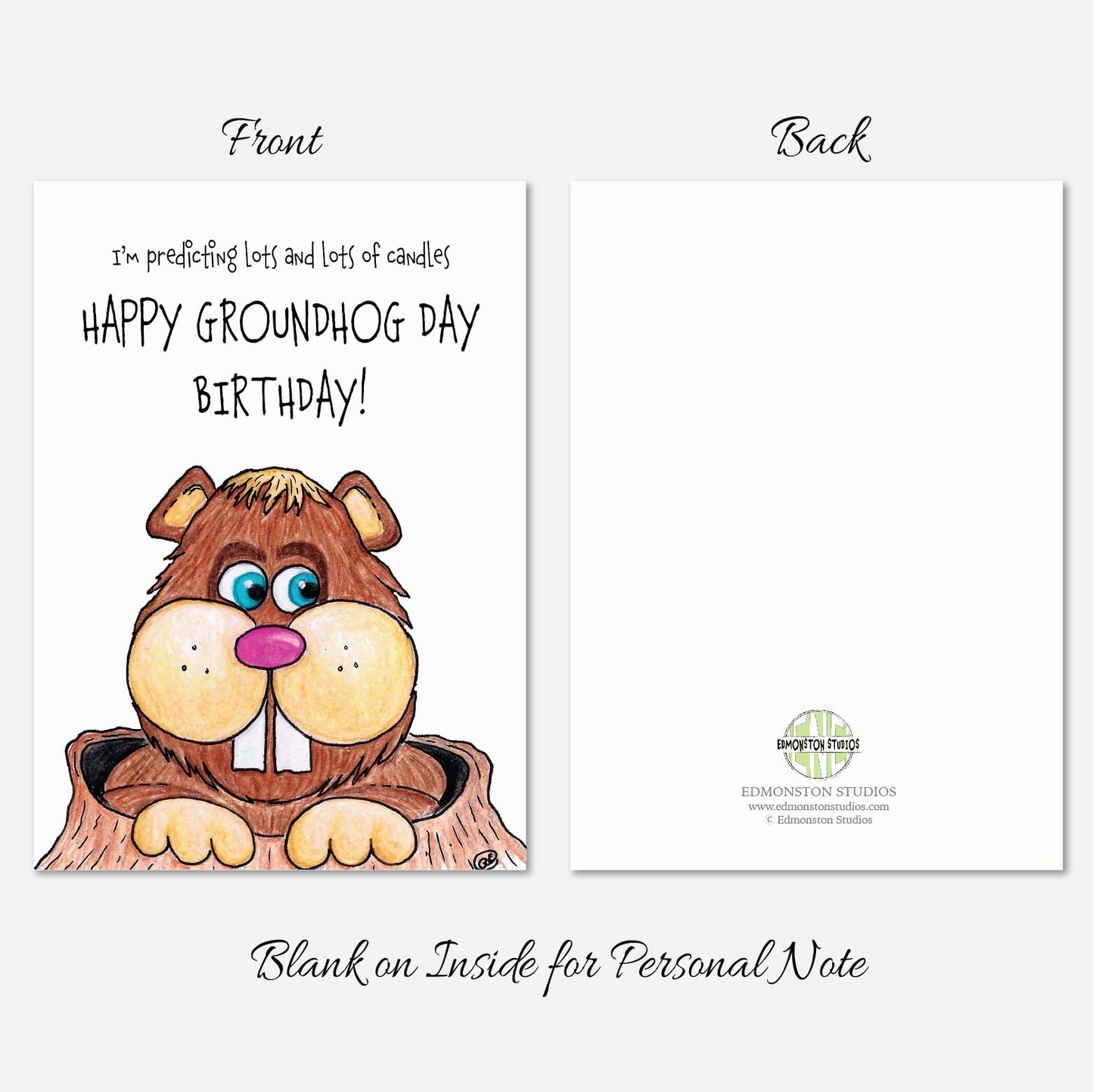 Happy Groundhog Day BIRTHDAY Greeting Card 5x7 and Envelope