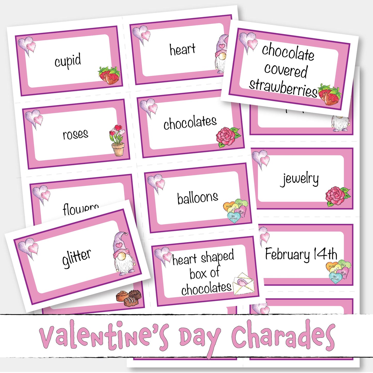 Valentine's Day Charades, Printable Valentine Party Game Activity