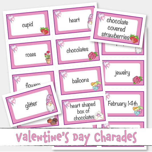 Valentine's Day Charades, Printable Valentine Party Game Activity