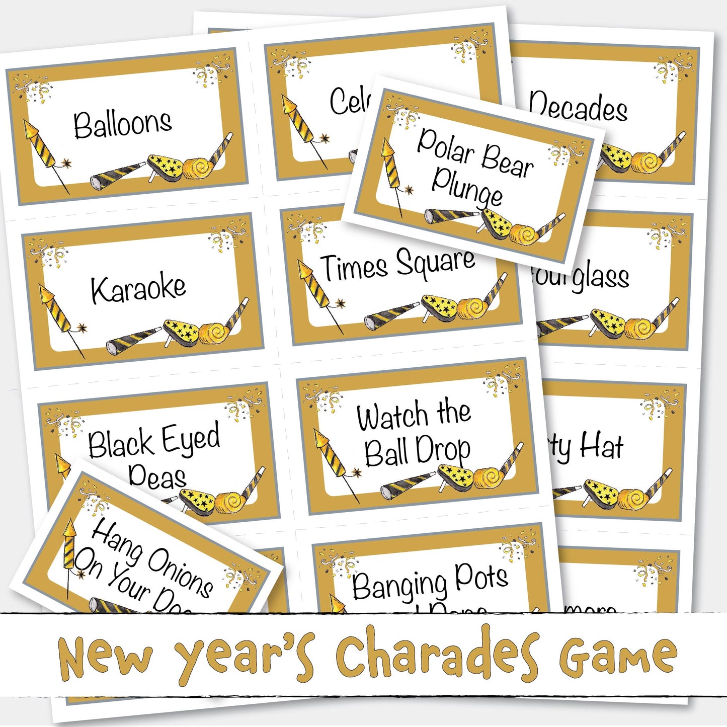 New Years Charades Printable Fun Game