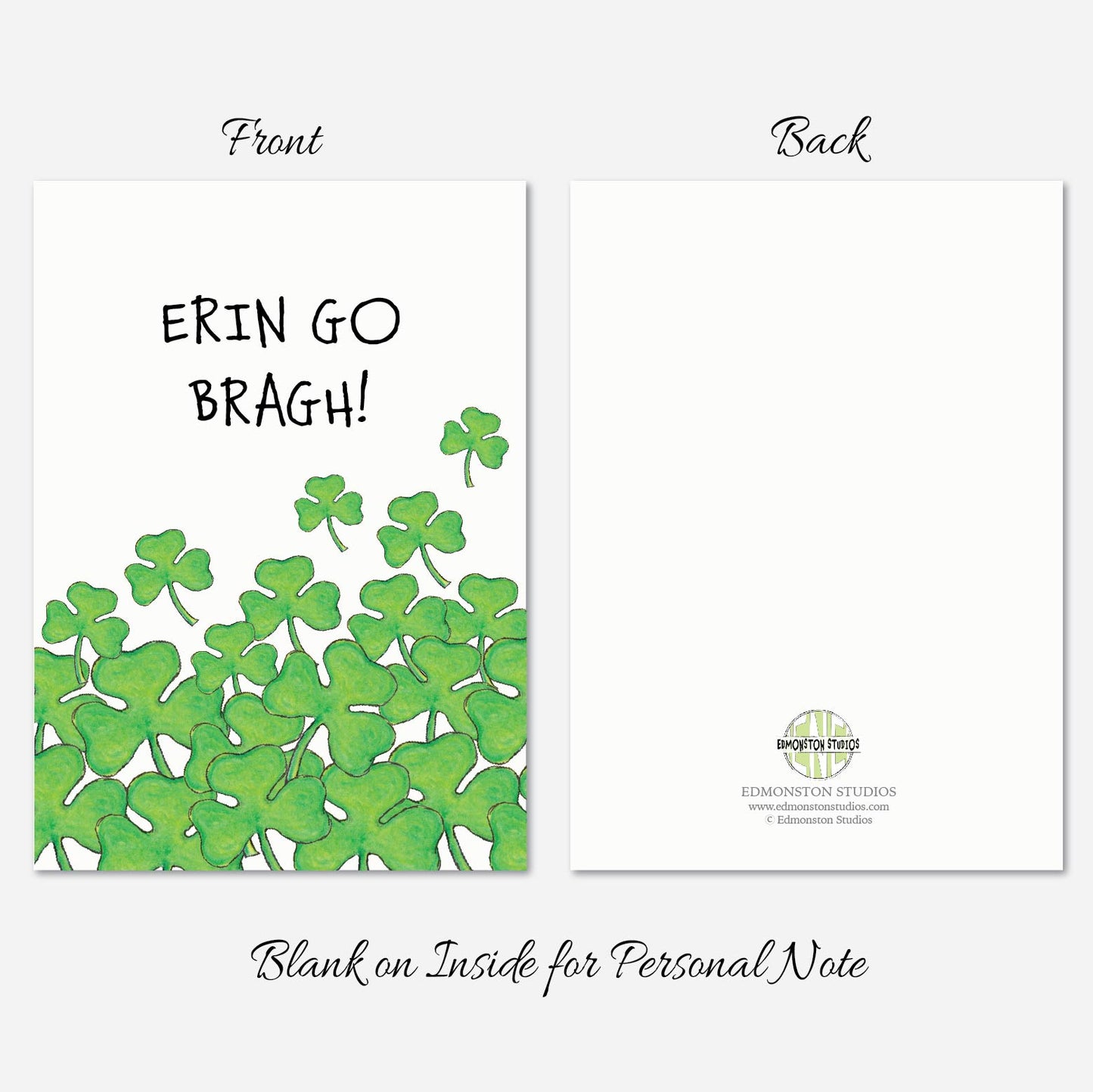 St. Patricks Day Erin Go Bragh Card A7 5x7 on Textured Linen