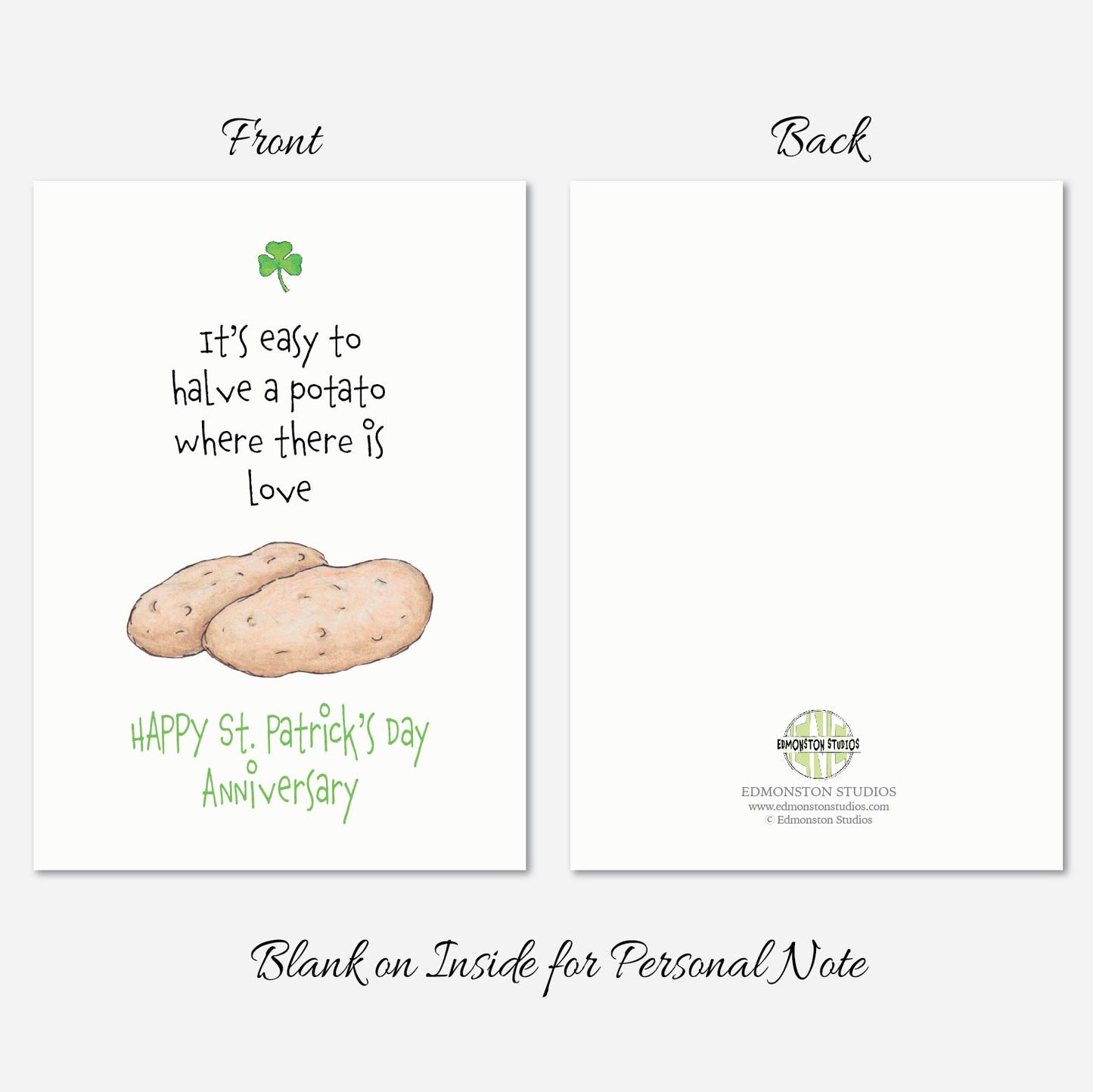 Happy St. Patricks Day Anniversary Card A7 5x7 on Textured Linen