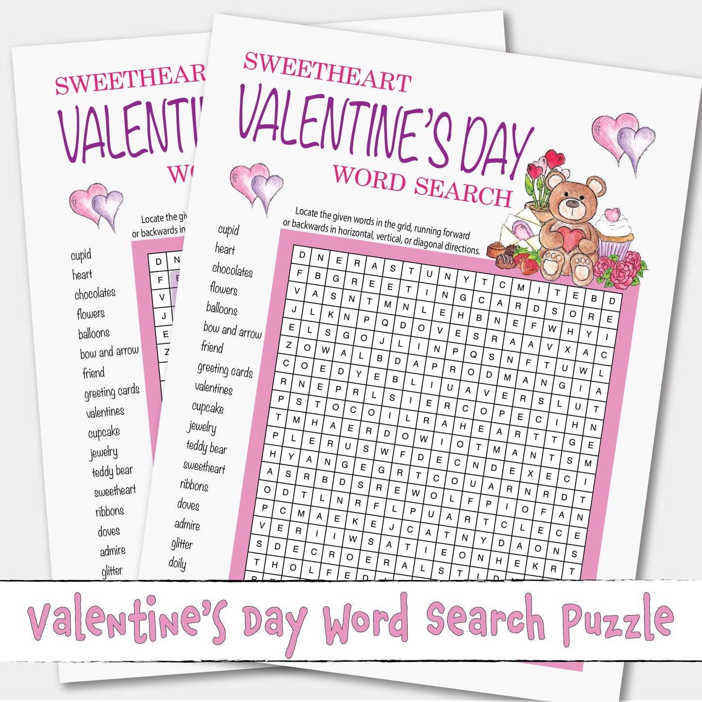 Valentine's Day Word Search Printable Puzzle Game Activity